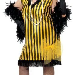 Charleston Kleid Schwarz Gelb XL