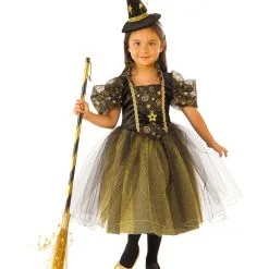 Kinder Hexenkostüm Mit Tüll Und Sternen In Gold