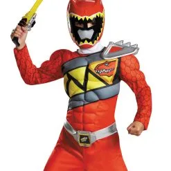 Roter Power Ranger Dino Charge Muskel Kostüm