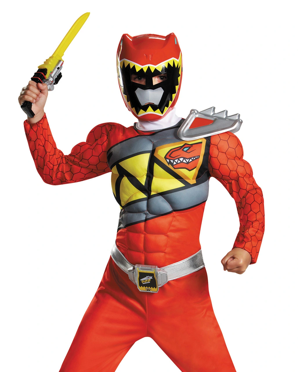 Roter Power Ranger Dino Charge Muskel Kostüm