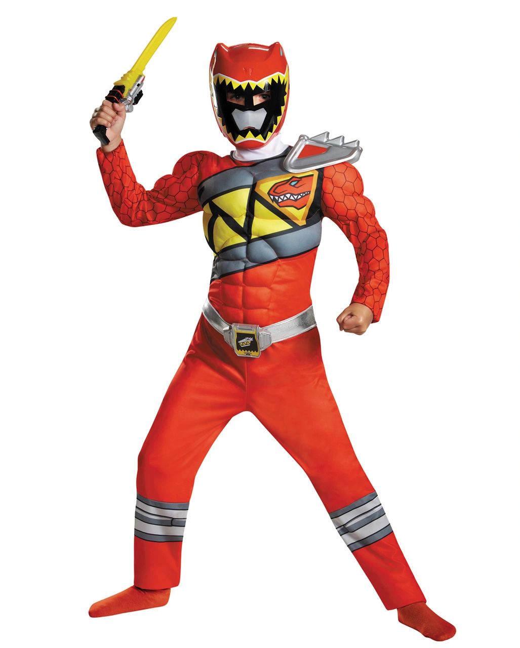 Roter Power Ranger Dino Charge Muskel Kostüm – Bild 2