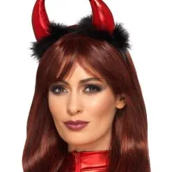 Metallic Teufelshörner Mit Federn Als Haarreif